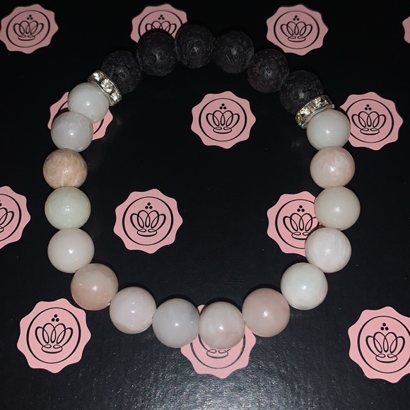 🪬2/$20🪬 AAA Grade Nat 8mm Pink Opal & Lava Stone Stretch Aromatherapy Bracelet - Picture 2 of 12